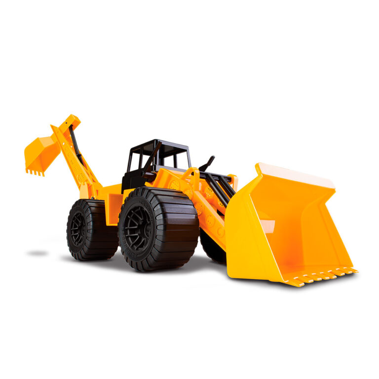 Combo Trator Retroescavadeira infantil amarelo roda livre