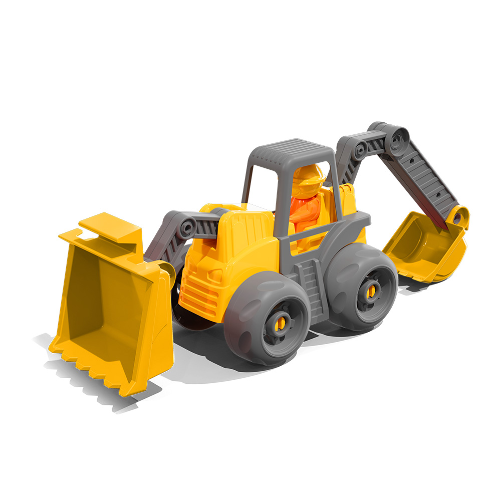 Open tracks trator retroescavadeira play&drive roda livre amarelo