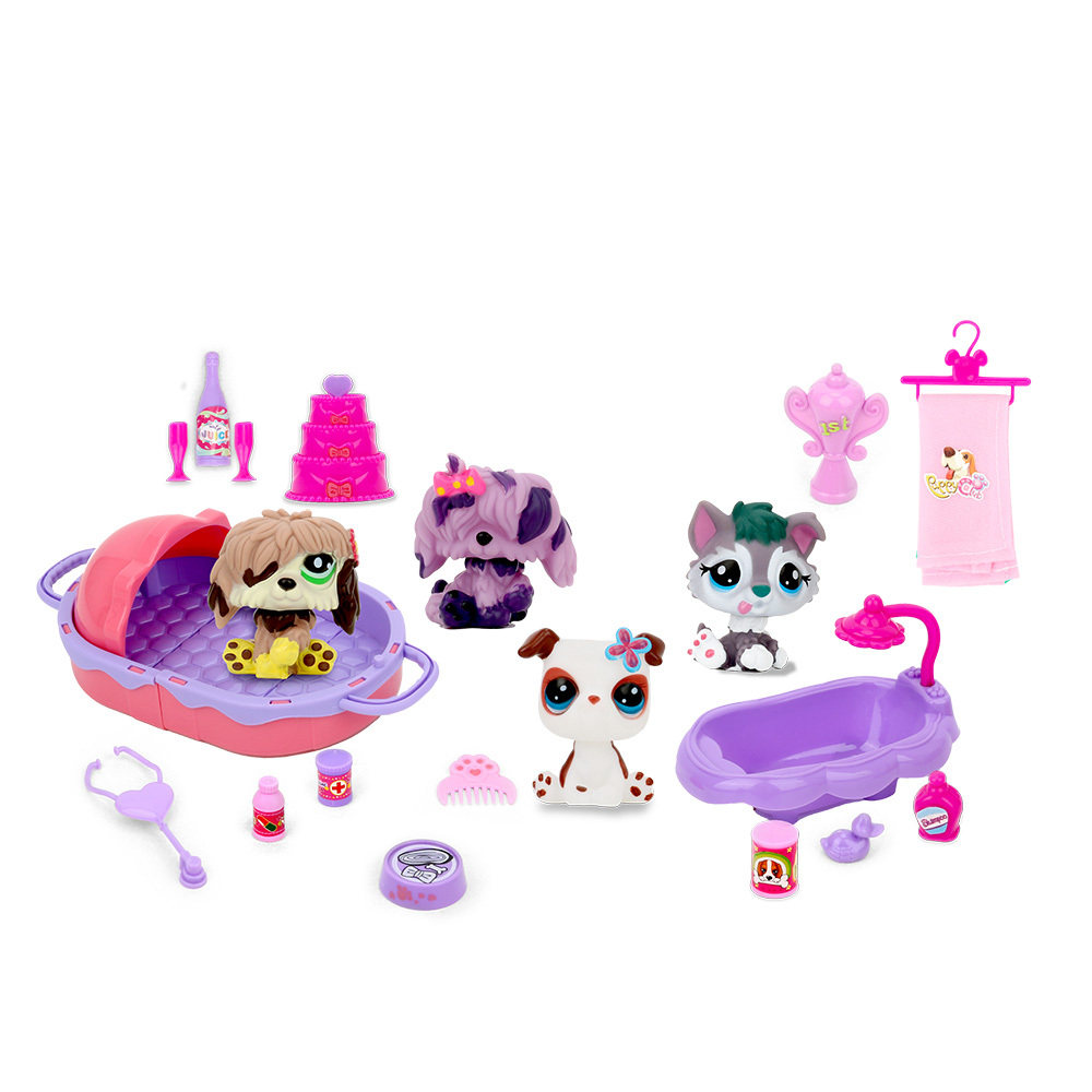 Pet Club Hora do Banho kit infantil com pets