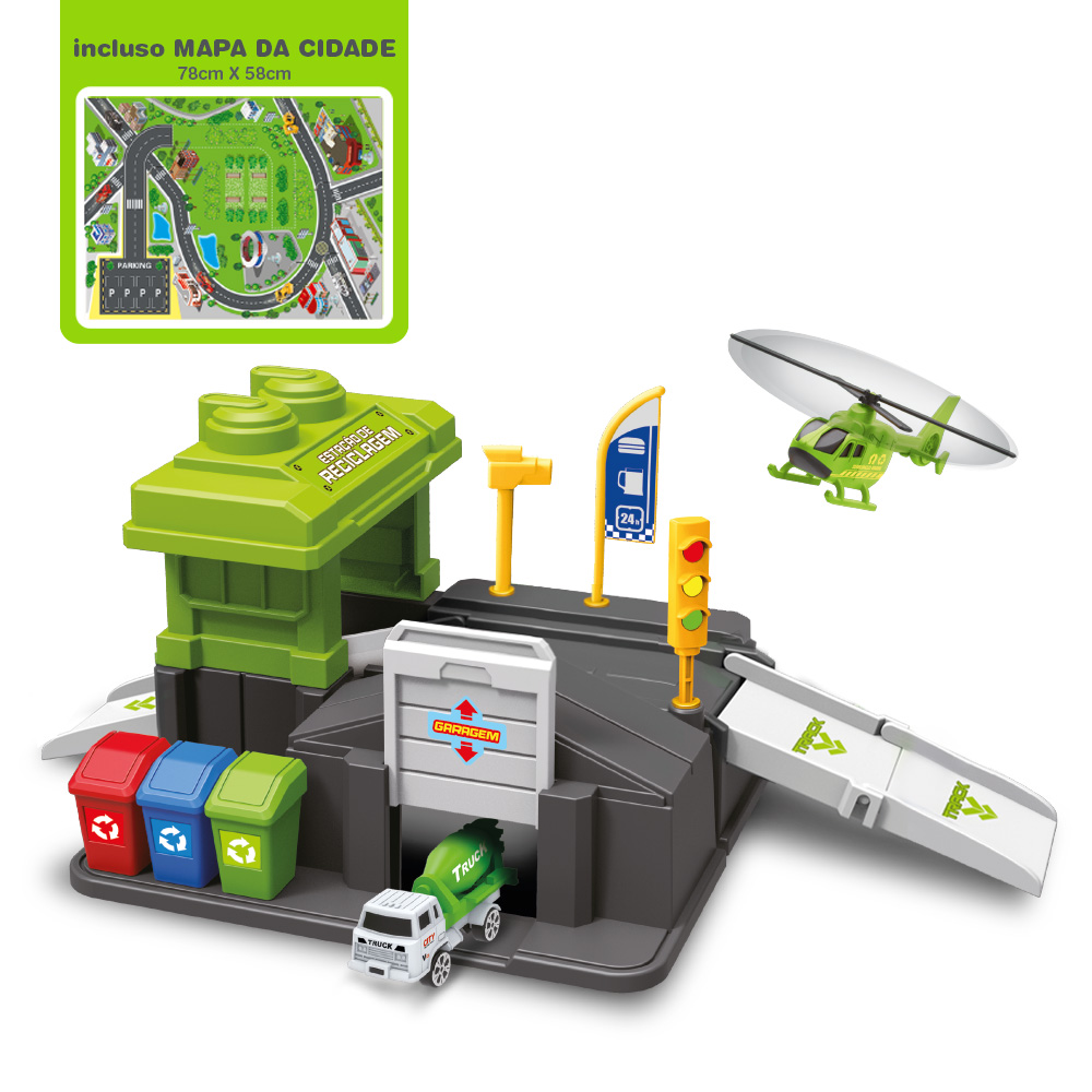 Estação de reciclagem play&drive roda livre infantil verde