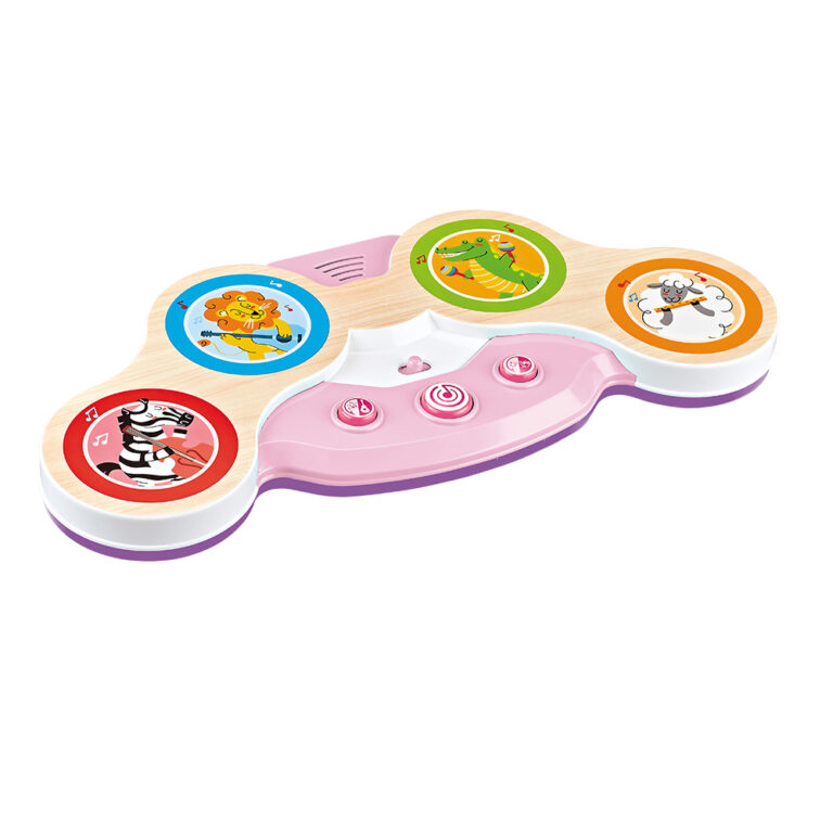 bateria touch musical infantil rosa com luz e som