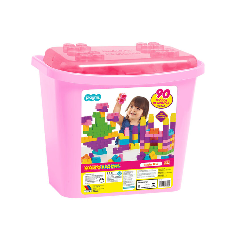 Blocks box 90 blocos rosa play&molto
