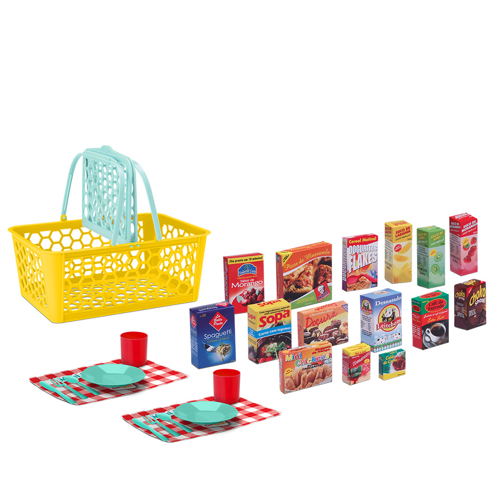 Mini-Mercado infantil com cesta e acessórios