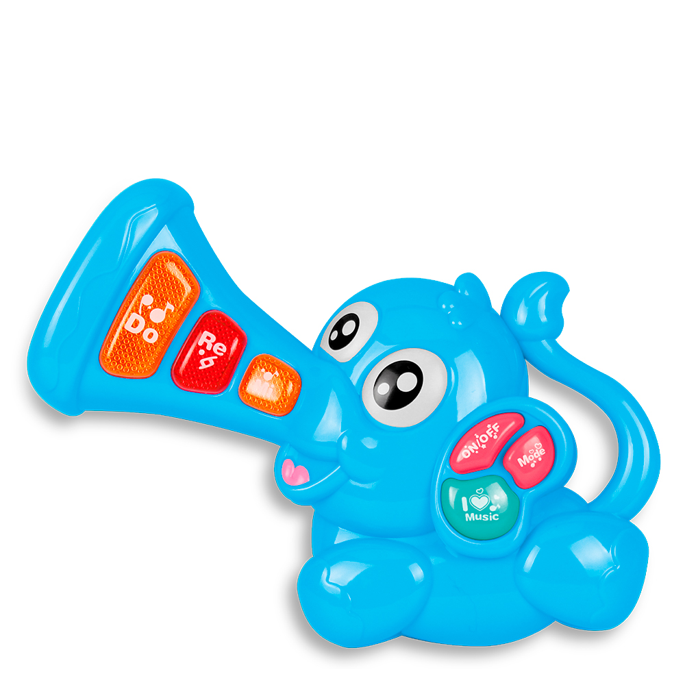 Elefante Musical Azul brinquedo didático eletrônico