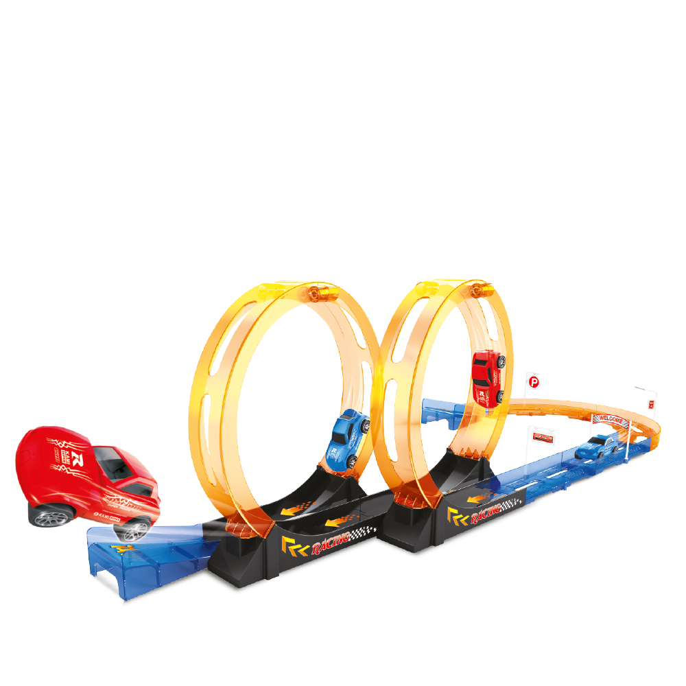 Corrida Radical 360 com 2 loopings pista infantil azul